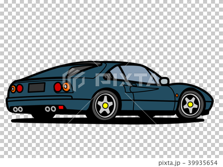 Italian sports rear view green car illustration Italian sports rear view green car illustration 39935654