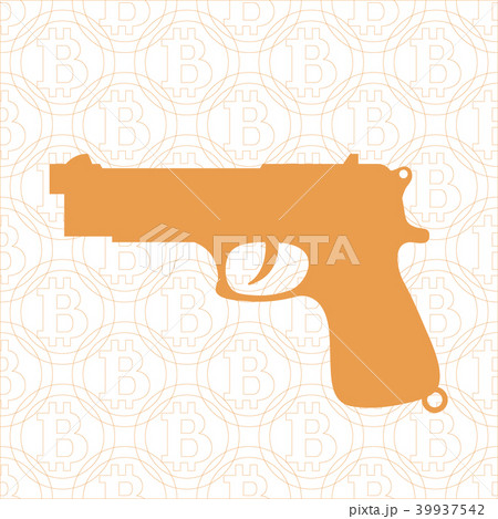 Stylized icon of gun on the background of bitcoin Stylized icon of gun on the background of bitcoin 39937542