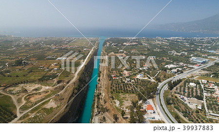 Aerial view of famous Corinth Canal of Isthmus 39937883