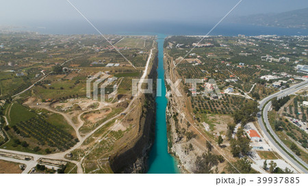 Aerial view of famous Corinth Canal of Isthmus 39937885