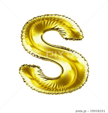 Golden letter S made of inflatable balloon isolated on white background. Golden letter S made of inflatable balloon isolated on white background. 39938201