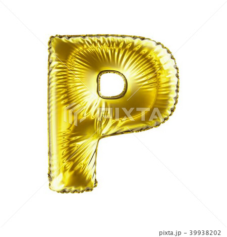 Golden letter P made of inflatable balloon isolated on white background. Golden letter P made of inflatable balloon isolated on white background. 39938202