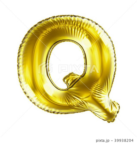 Golden letter Q made of inflatable balloon isolated on white background. 39938204