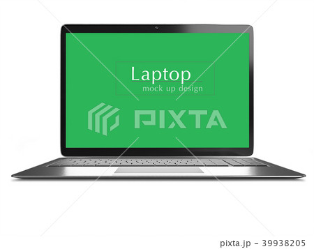 Modern computer laptop isolated on white background with blank screen for mockup with cliping path 39938205