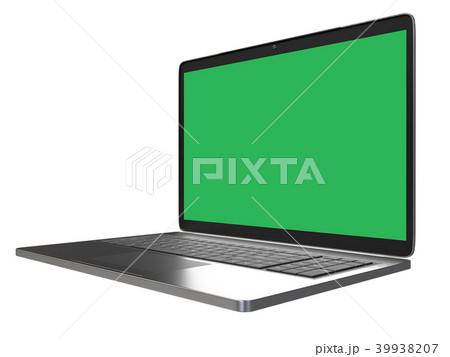 Modern computer laptop isolated on white background with blank screen for mockup with cliping path 39938207