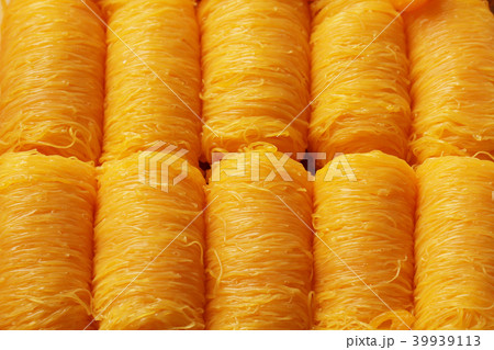 golden threads sweet egg yolk fudge noodle cooked 39939113