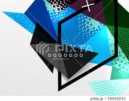 Vector color geometric abstract composition, triangular and polygonal design elements, digital Vector color geometric abstract composition, triangular and polygonal design elements, digital 39939253