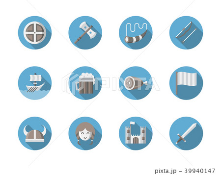 Viking set flat round vector icons 39940147