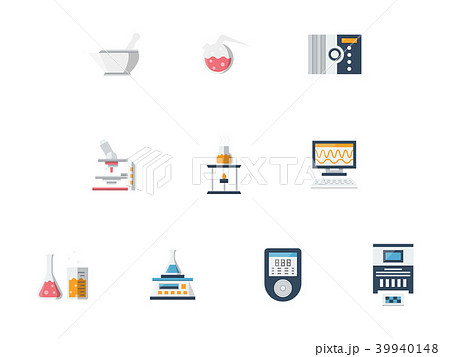 Laboratory flat color vector icons set 39940148
