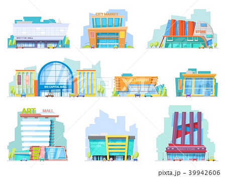 Building mall vector storefront of newbuild mall and store facade illustration set of shopping Building mall vector storefront of newbuild mall and store facade illustration set of shopping 39942606