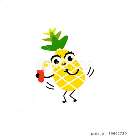 Vector flat funny pineapple fruit character party 39942720