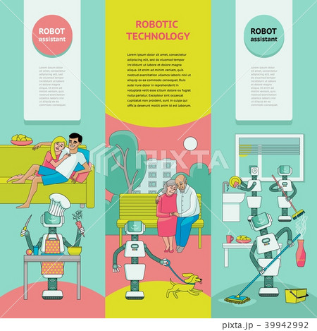 Set of banners - robots free people from housework 39942992