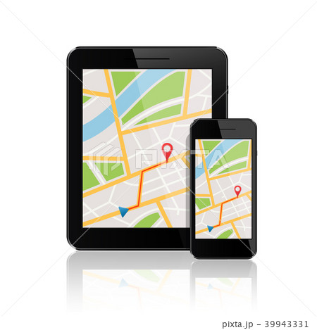 GPS map on display of smartphone and tablet 39943331