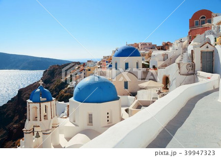 Santorini skyline blue church Santorini skyline blue church 39947323