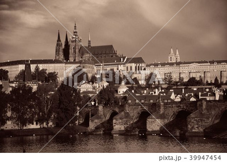 Prague skyline and bridge Prague skyline and bridge 39947454