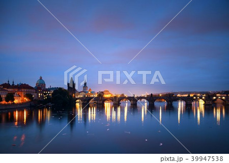 Prague skyline and bridge Prague skyline and bridge 39947538