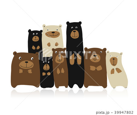 Funny bears family, sketch for your design Funny bears family, sketch for your design 39947802