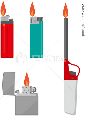 いろいろなライター 火あり のイラスト素材