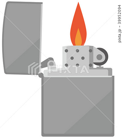 オイル式ライターのイメージイラスト 火あり のイラスト素材