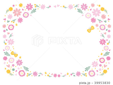 花 水彩 フレーム ピンクのイラスト素材