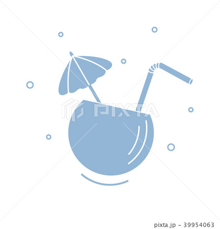Stylized icon of the cocktail in half coconut, Stylized icon of the cocktail in half coconut, 39954063