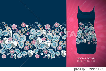 Strawberry horizontal seamless borders . Vector 39954123