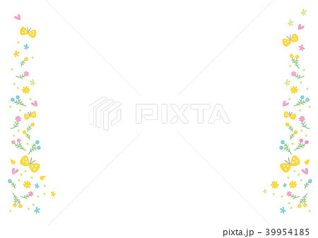 花 チョウチョ 水彩 両端 39954185