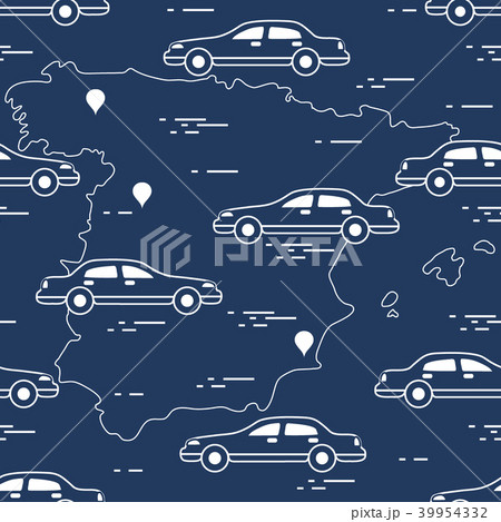 Pattern with cars and map of Spain Travel and Pattern with cars and map of Spain Travel and 39954332