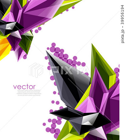 Color glass crystals on white background, geometric abstract composition with glass gemstones and Color glass crystals on white background, geometric abstract composition with glass gemstones and 39956194
