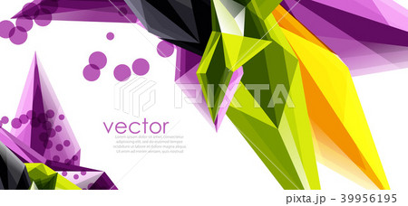 Color glass crystals on white background, geometric abstract composition with glass gemstones and 39956195
