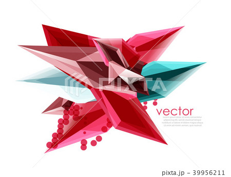 Color glass crystals on white background, geometric abstract composition with glass gemstones and 39956211