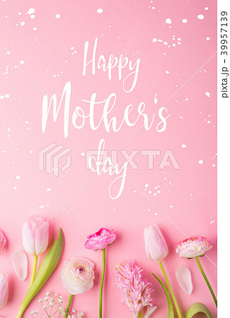 Mothers day composition.Text and flowers. Studio shot. 39957139