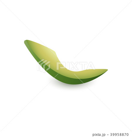 Slice of fresh avocado isolated on white background - cut ripe green tropical fruit. 39958870