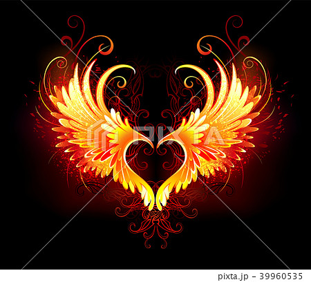 Angel fire heart with wingsのイラスト素材 [39960535] - PIXTA