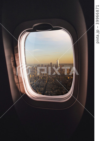 Airplane window New York City Airplane window New York City 39966871