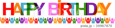 Happy Birthday with People Banner. Vector Illustration Design Happy Birthday with People Banner. Vector Illustration Design 39967870