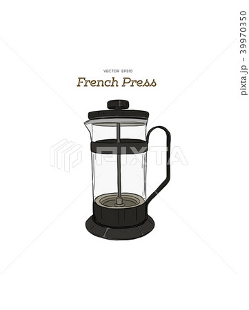 French Press Coffee Maker Hand Draw Vector のイラスト素材