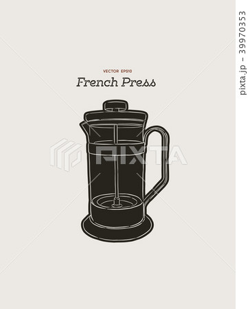 French Press Coffee Maker Hand Draw Vector のイラスト素材