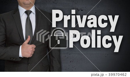 Privacy policy concept and businessman with thumbs up Privacy policy concept and businessman with thumbs up 39970462