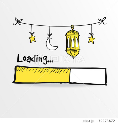 Loading bar with arabic lanterns, moon and star. Vector illustration sketch for holy month Ramadan 39973872