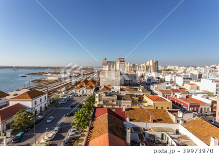 View from the sky street of a railway station in the city of Faro. 39973970