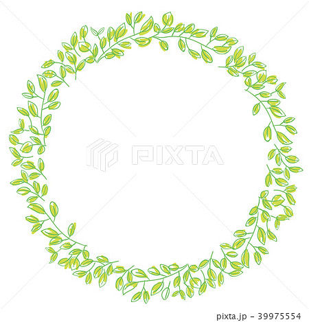 緑の草のリース オーナメント 飾り罫 ナチュナルな飾り ベクターデータのイラスト素材