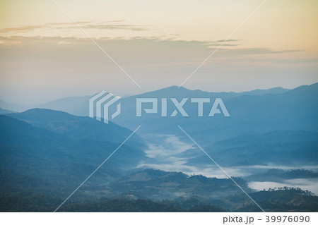 Beautiful autumnal landscape with sunrise. 39976090