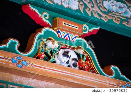 日光東照宮 眠り猫の写真素材
