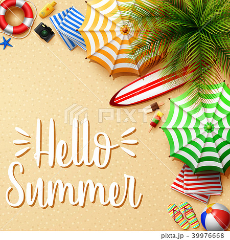 Summer holidays background in the beach sand. Top  39976668