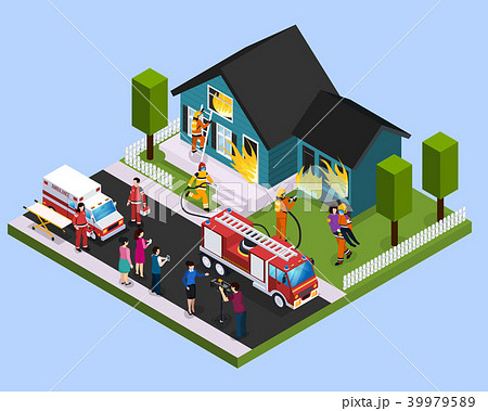 Rescue Team Isometric Composition 39979589