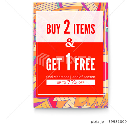 Buy two things, one get for free. Sales poster on 39981009