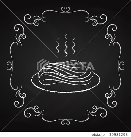 Pasta, icon drawn chalk on a blackboard Pasta, icon drawn chalk on a blackboard 39981298