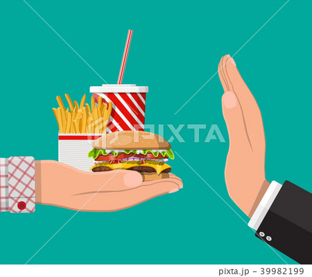 Man refuses take fast food with hand gesture 39982199