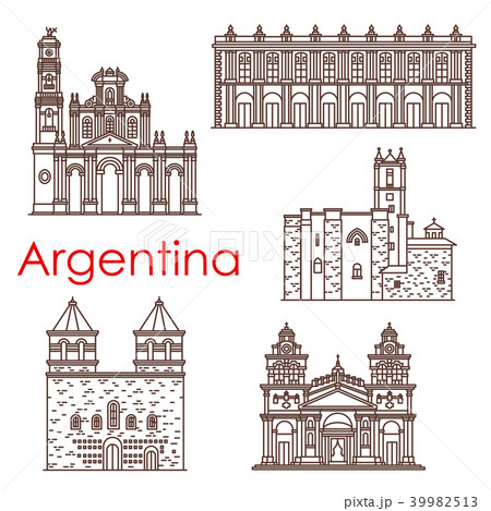 Argentina landmarks vector famous buildings icons 39982513